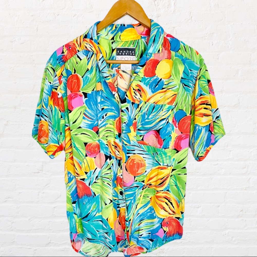 VINTAGE | 1980’s Sandra Ingrish Sport Multicolored Abstract Button Down Shirt